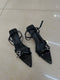 Criss Cross Open Pointy Toe Buckle Straps Heel